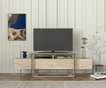 TV alus Hanah Home Bianco, 160 x 49.8 cm, travertiin, 100 prots. melamiinkattega, valge