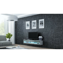 TV-alus Cama Meble VIGO NEW, 30 x 140 x 40 cm, valge/hall läikiv
