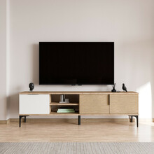 TV-alus Hanah Home Tarz, 180 x 49 x 33 cm, valge tamm, puitlaastplaat