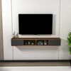 TV-alus Hanah Home Mayer, 140 x 19,6 x 22 cm, hele pähkel, antratsiit, melamiinkattega puitlaastplaat