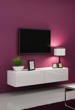 TV-alus Cama Meble Vigo 140, 140 x 30 x 40 cm, valge/läikiv valge
