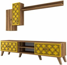 Elutoamööbli komplekt Kalune Design Class S 845, 35 x 180 x 44 cm, kollane/pähkel
