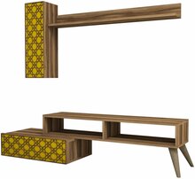Elutoamööbli komplekt Kalune Design Planet 845HCT3048, 37,2 x 150 x 37,8 cm, pruun/kollane