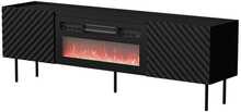 Telerilaud Cama Meble Cama LUCCA, 180 x 40 x 59 cm, must, musta kaminaga
