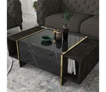 Kohvilaud Kalune Design Veyron, 103.8 x 60 x 37.3 cm, must/kuldne