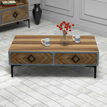 Diivanilaud Kalune Design Samba, 105 x 60 x 34.6 cm, sinine/pähkel