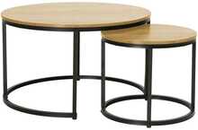 Kohvilaudade komplekt Home4you Hedvig, 80 x 80 x 48 cm, 2 tk, must/hall