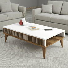 Kohvilaud Kalune Design Milan, 105 x 60 x 34.6 cm, valge/pähkel
