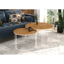 Kohvilaudade komplekt ADRK Furniture Etta, 75 x 75 x 43 cm, 2 tk, pruun/valge