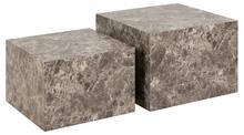Kohvilaudade komplekt Dice, 50-58 x 58 x 40 cm, 2 tk, pruun marmor