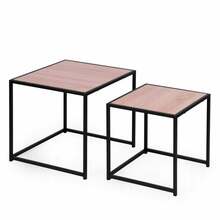 Kohvilaudade komplekt ModernHome Loft, 50 x 50 x 45 cm, 2 tk, pruun/must