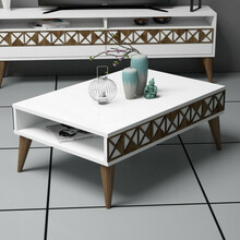 Diivanilaud Kalune Design 845, 90 x 60 x 34.6 cm, valge/tumepruun