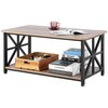 Kohvilaud Vevor, 102 x 55 x 46 cm, maalähedane stiil, puit, pruun-must, avatud panipaigaga