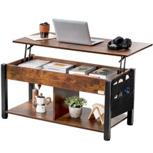 Kohvilaud Vevor, reguleeritav, 106 x 50 x 48 cm, pruun, pneumaatilise mehhanismiga tõstetav lauaplaat