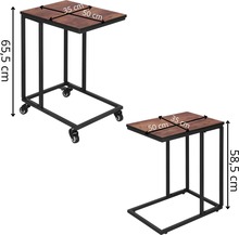 Kohvilauad Springos HF0025, 2-osaline komplekt, ratastega külglaud, abilaud, must-pruun
