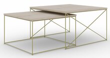 Kohvilaudade komplekt ADRK Licco, 2 tk, 65 - 75 cm, pruun/kuldne