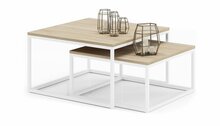 Kohvilaudade komplekt ADRK Furniture Kama, 65 - 75 cm, 2 tk, heledapruun/valge