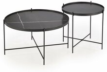 Kohvilaudade komplekt Halmar Julieta, 70 x 70 x 40 cm, must marmor/must, 2 tk