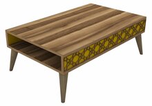 Kohvilaud Kalune Design City, 105 x 60 x 36.6 cm, kollane/pähkel