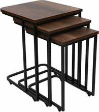 Kohvilaudade komplekt Kalune Design Ce Metal Zigon 9401, 3 tk, must/pähkel, 46 x 41 x 59 cm