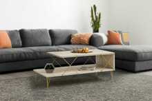 Diivanilaud Kalune Design Loire 854KLN4764, 100 x 40 x 50 cm, hele travertiin + kuldne