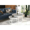 Kohvilaudade komplekt ADRK Furniture Okin, 75 x 75 x 43 cm, hall/valge