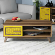 Diivanilaud Kalune Design Ayla, 105 x 60 x 38.2 cm, kollane/pähkel