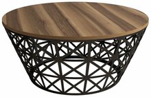 Kohvilaud Kalune Design Stil Metal Ferforje, 90 x 90 x 38 cm, must/pähkel
