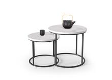 Kohvilaudade komplekt Halmar Oreo, 2 tk, valge marmor/must, 53 cm x 53 cm x 45 cm