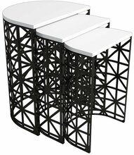 Kohvilaudade komplekt Kalune Design Stil Metal Ferforje 845(I), 3 tk, must/valge