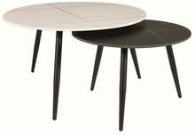Diivanilaudade komplekt Signal Meble Kora B, 80 x 80 x 45 cm, must/valge, 2 tk