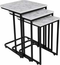 Kohvilaudade komplekt Kalune Design Ce Metal Zigon 9404, 3 tk, valge/must, 46 x 41 x 59 cm