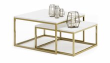 Kohvilaudade komplekt ADRK Furniture Kama, 65 - 75 cm, 2 tk, valge/kuldne