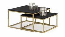Kohvilaudade komplekt ADRK Furniture Kama, 65 - 75 cm, 2 tk, must/kuldne