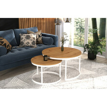 Diivanilaua komplekt ADRK Furniture Okin, 75 x 75 x 43 cm, 2 tk, pruun/valge