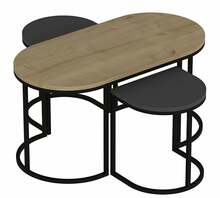 Kohvilaudade komplekt Kalune Design Dena, 3 tk, 30-45 x 90 x 40-45 cm, antratsiit/tamm