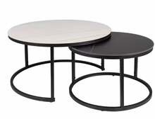 Kohvilaudade komplekt Signal Meble Ferrante B, 80 x 80 x 42 cm, 2 tk, valge marmor/must marmor