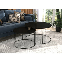 Kohvilaudade komplekt ADRK Furniture Etta, 75 x 75 x 43 cm, must, 2 tk