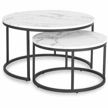 Kohvilaudade komplekt Mebel Elite Dafne Max, 60 cm / 80 cm, valge marmor, must
