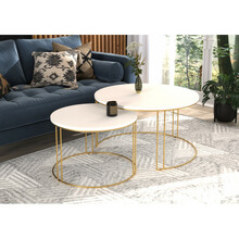 Diivanilaua komplekt ADRK Furniture Etta, 75 x 75 x 43 cm, valge/kuldne, 2 tk