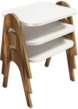 Kohvilaudade komplekt Kalune Design 845, 3 tk, 35.5 x 48.6 x 42 - 72 cm, valge/pruun