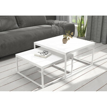 Kohvilaudade komplekt ADRK Furniture Kama, 65 - 75 cm, valge, 2 tk