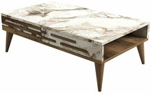 Kohvilaud Kalune Design Valensiya, 105 x 60 x 34,6 cm, valge/pähkel/beež
