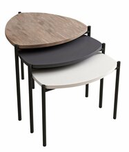 Kohvilaudade komplekt Kalune Design Lenny, 3 tk, 45 x 45 x 35-45 cm, antratsiit/valge/pähkel