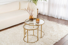 Kohvilauakomplekt Asir Belarus Gold, 60 x 43 x 60 cm, kuldne, 2-osaline