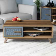 Kohvilaud Kalune Design Ayla, 105 x 60 x 38.2 cm, sinine/pähkel