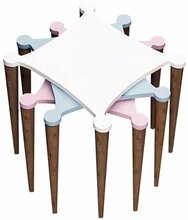 Kohvilaud Kalune Design Tremo, 50 x 50 x 58 cm, valge/pähkel/roosa
