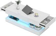 Diivanilaud Homcom, 120 x 50 x 42 cm, sahtlite ja LED valgustusega, puitlaastplaat, valge