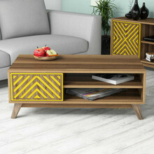 Diivanilaud Kalune Design Ynci, 105 x 60 x 38.2 cm, kollane/pähkel
