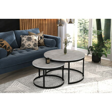 Kohvilaudade komplekt ADRK Furniture Okin, 75 x 75 x 43 cm, hall/must